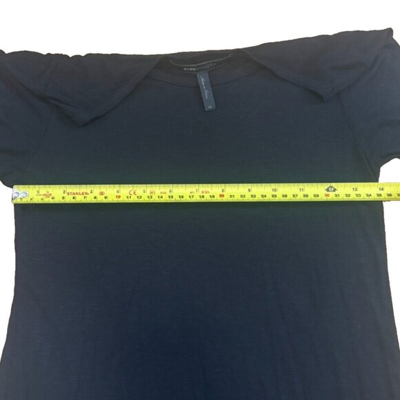 BCBGMAXAZRIA Women's Long Sleeves Asymmetrical Sheer Blouse Black Size XS - Picture 6 of 7